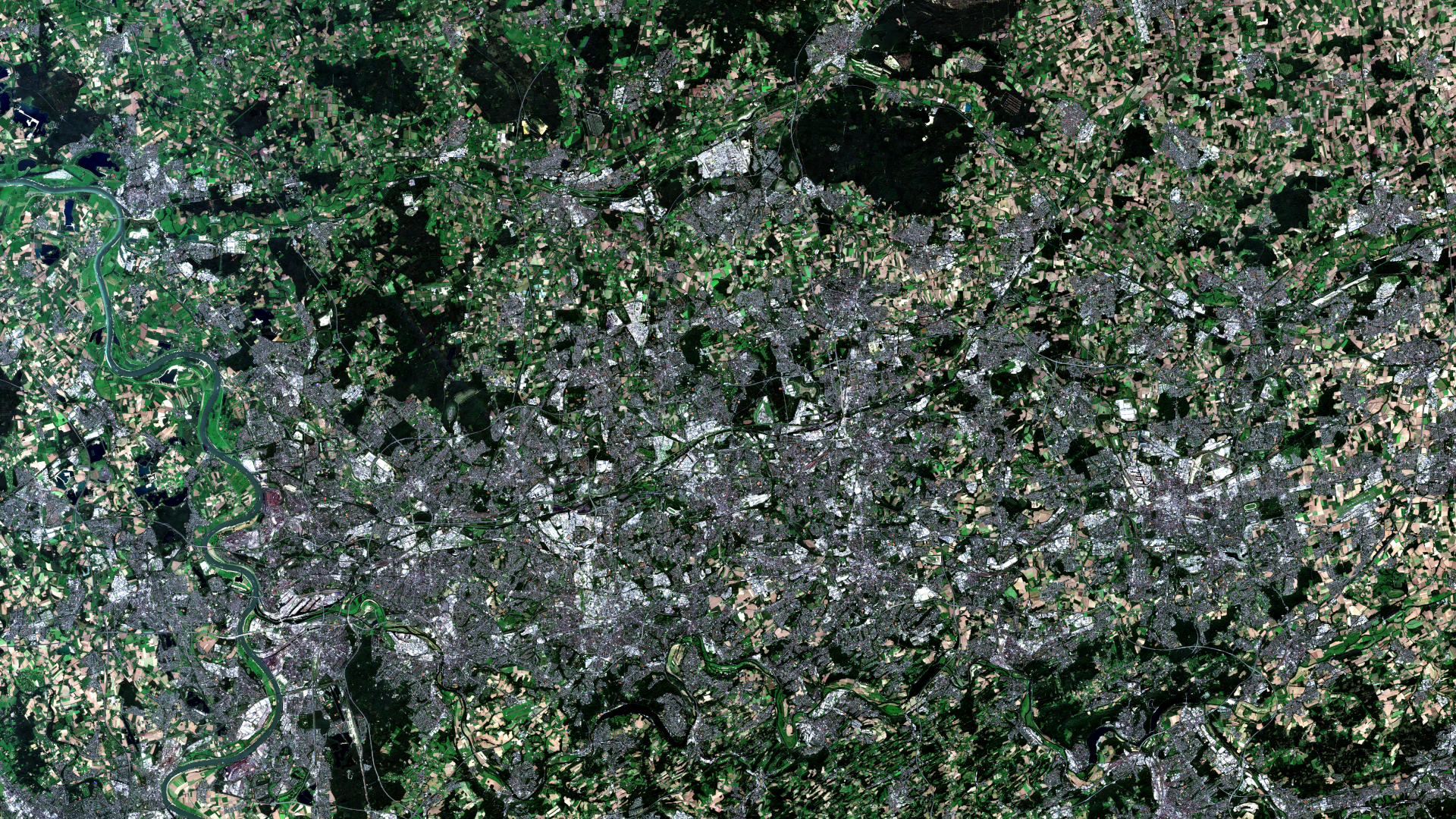 Satellitenaufnahme des Ruhrgebiets
