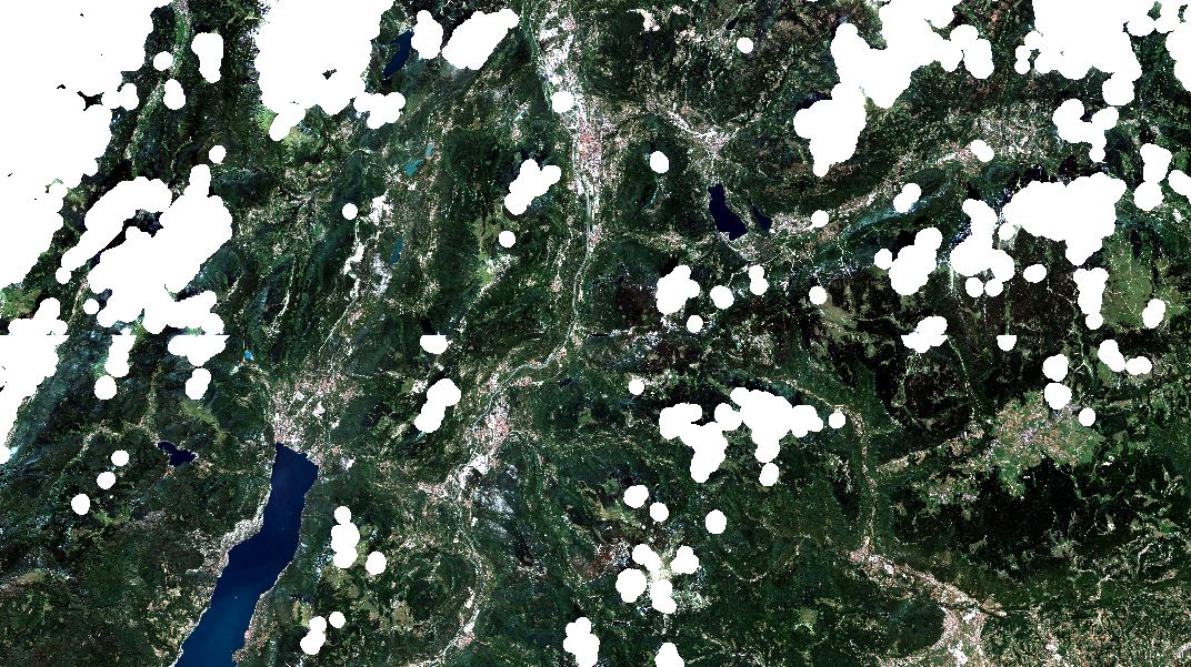 Atmosphere corrected Sentinel-2 mosaic of the study area Trento, Italy from 26/08/2023. Clouds have been removed.