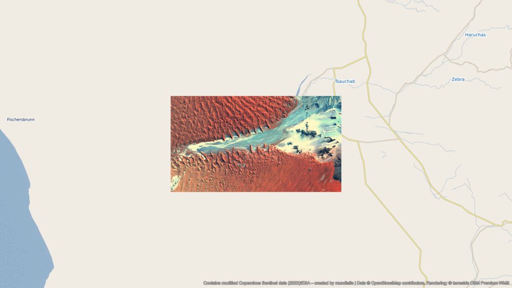 Satellitenbild des Monats Juni 2024: Sossusvlei (Namibia) - geographische Verortung