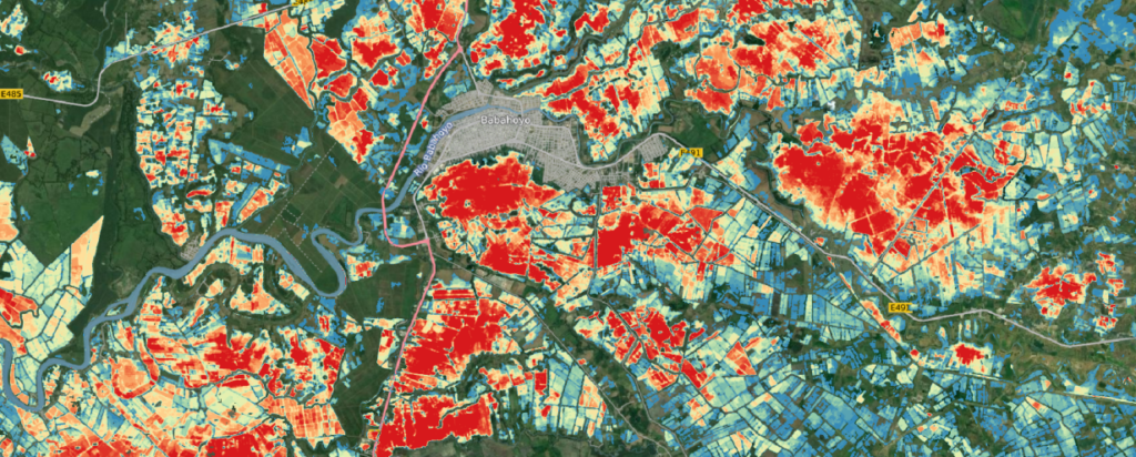 Hochwasseranalyse von Gebiet in Ecuador