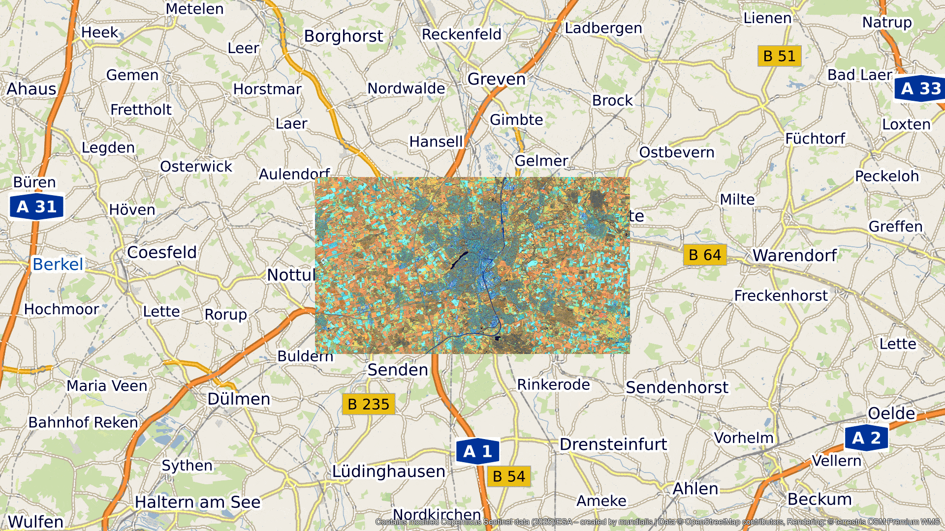 Satellitenbild des Monats März 2025: Münster (Deutschland), geographische Verortung